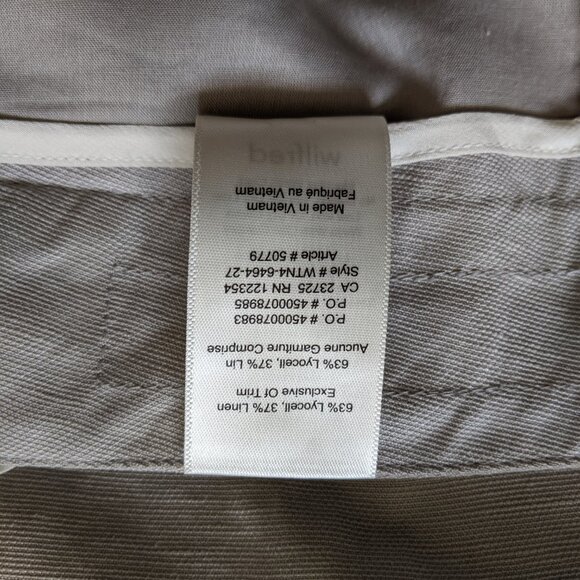 Aritzia Wilfred Allant Cropped Linen Blend Trousers with silk tie, Ashen, Size 2 - Picture 9 of 9